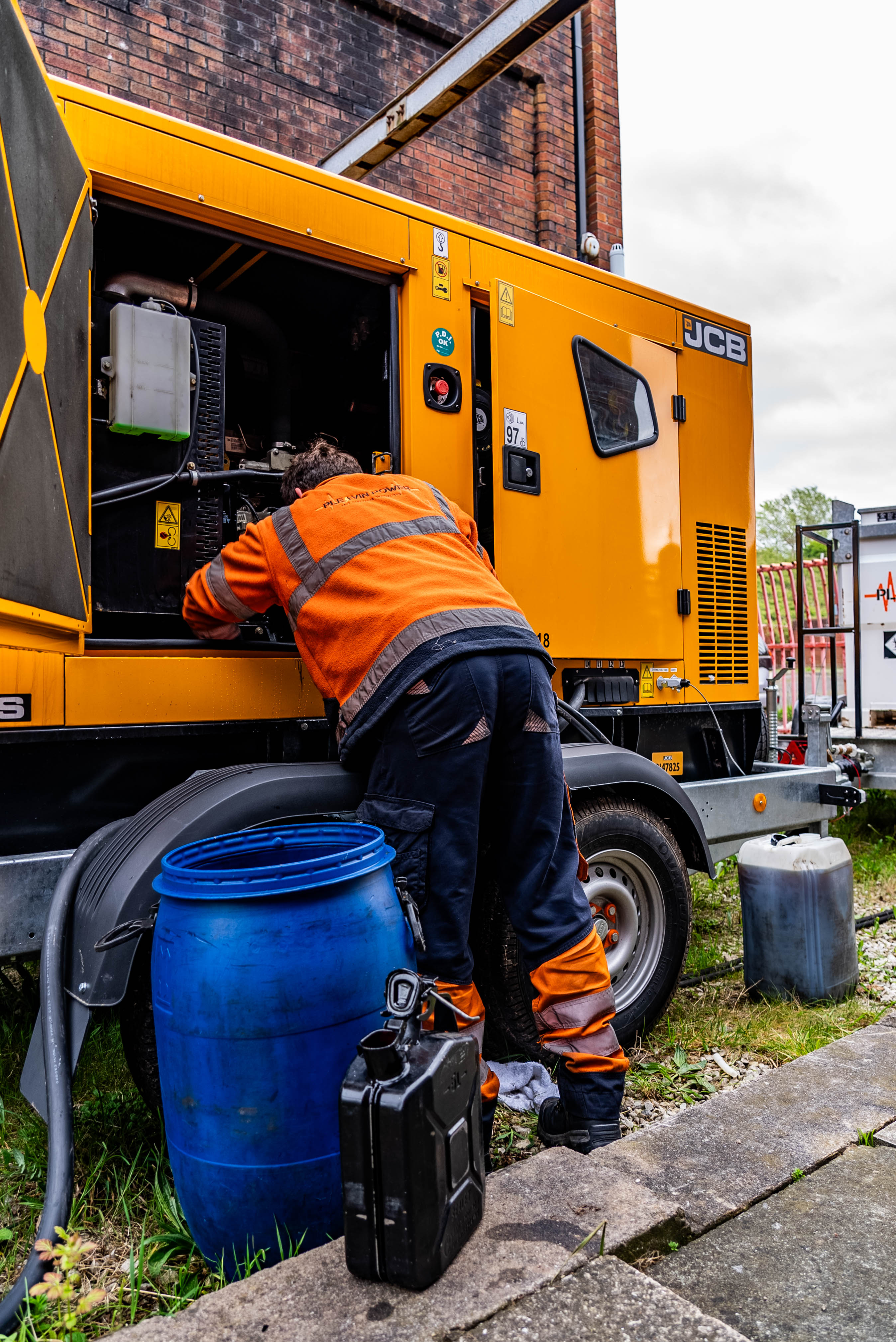 Engineer working on a generator