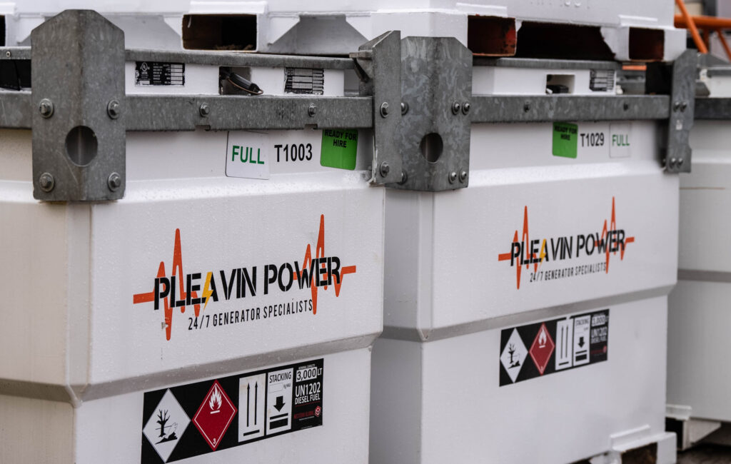 A close up of two Pleavin Power branded batteries.