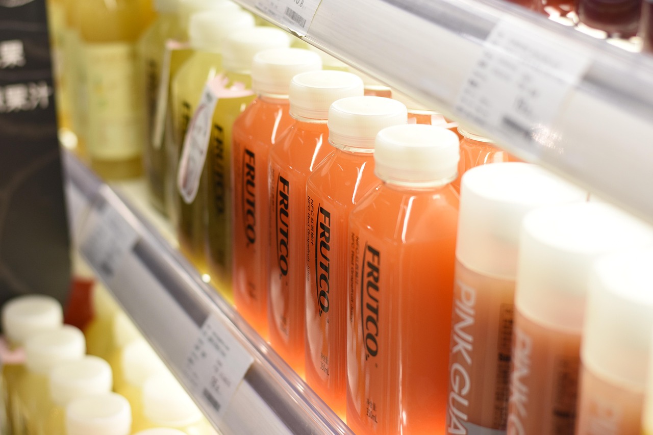 A close up of stocked fruit drinks, something UK supermarkets need to protect during power outages