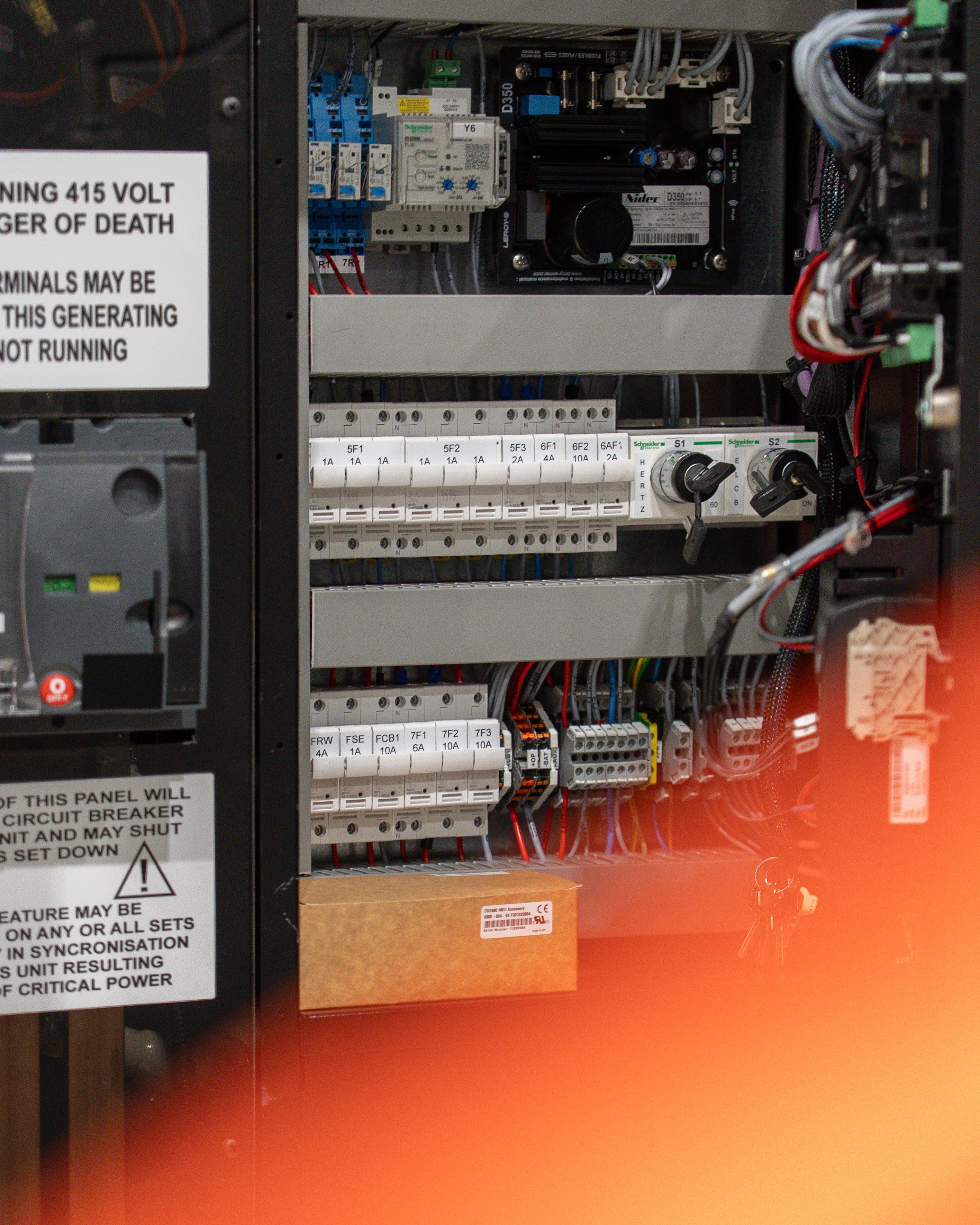 Picture of a neat/tidy control panel in a backup emergency generator