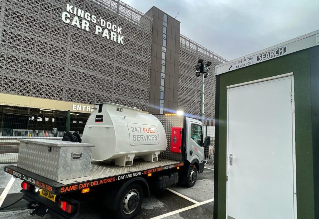A Pleavin Power generator being delivered to the King's Dock Car Park in Liverpool City Centre